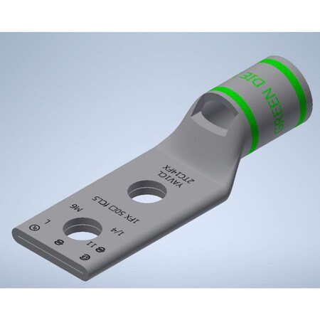 Burndy Copper Compression Lug, 2 Hole w/ Inspection Window, 1 Flex, 1/4" Stud YAV1CL2TC14FX